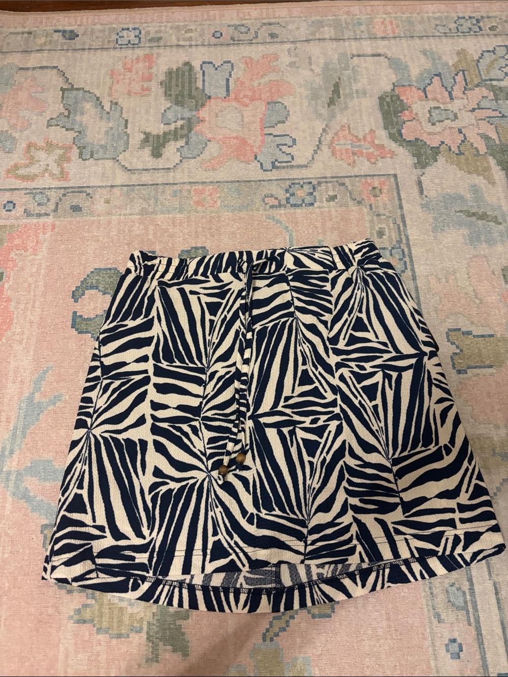 Soho Navy and White Printed A-Line Skirt